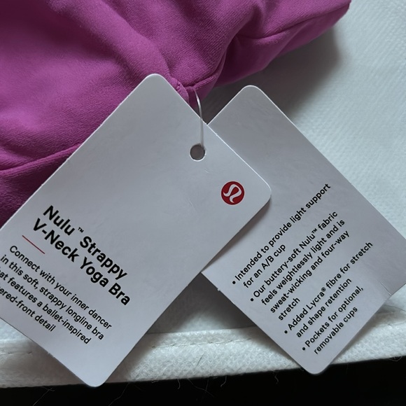 LULULEMON NULU STRAPPY V-NECK YOGA BRA IN POW PINK TONE SZ 8,10 NWT - Picture 5 of 9